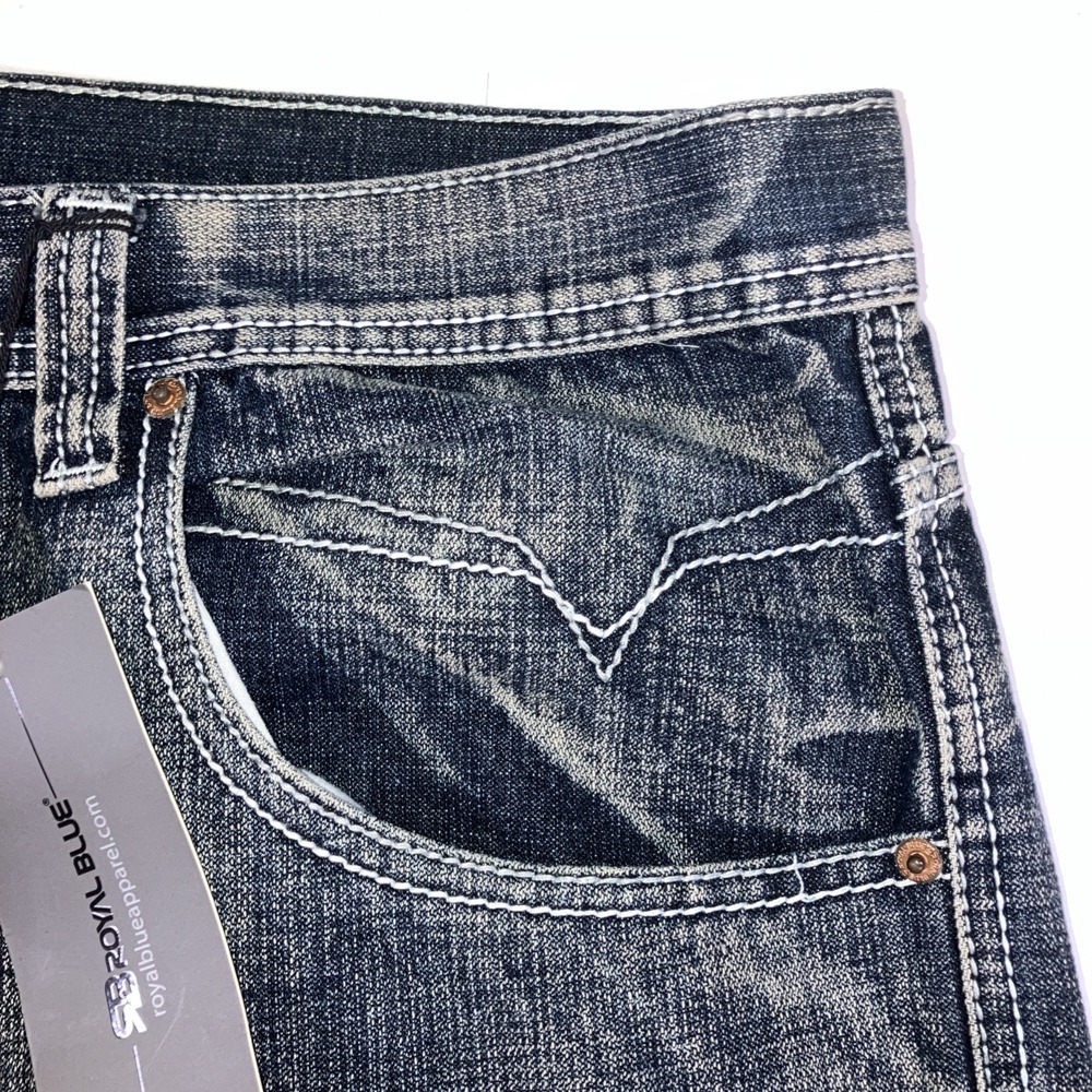 Royal Blue Brand Jeans Mens 52x32 Relaxed Fit Distressed Medium Wash NWT - Picture 6 of 16